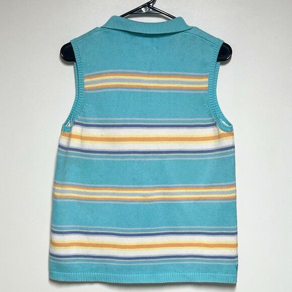 NWT Women's Ralph Lauren Blue Striped Tank Top Polo Sweater Vest size Large - Picture 2 of 4